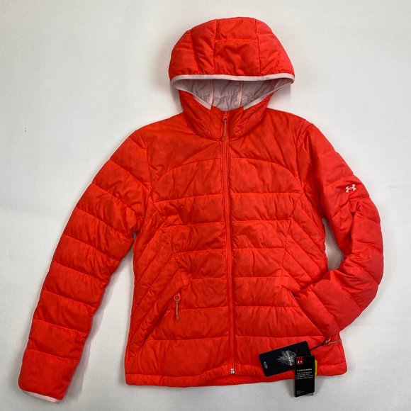 Under Armour Stretch 700 Down Jacket Women's Small 1355833‎ Orange Sample - Picture 1 of 7